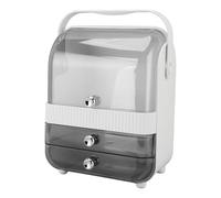 Tomantery Organisateur de Maquillage, Vitrine Cosmétique Pratique à 2 Tiroirs pour Comptoir de Salle de Bain, Matériau Pet (L)