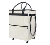 Tomantery Prestige Sac D'épicerie Réutilisable sur roulettes étanche à l'eau, Sac à roulettes Portable, Chariot Pliable pour Le Camping et Les Voyages 41,9 X 35,6 X 55,9 Cm (Blanc)