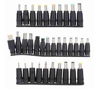 Tomantery Prise d'alimentation CC Portable Compacte 34 Pièces, Ensemble D'adaptateurs de Port d'alimentation pour Ordinateur Portable, Large compatibilité ABS Noir 5.5mm X 2.1mm Universel pour,