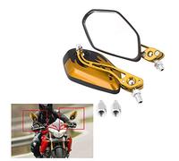 Tomantery Rétroviseurs à Motif de Flamme en Alliage D'aluminium, Coque Durable, Vision Claire, Joint Réglable, Style de Luxe pour les Amateurs de Motos et de Scooters (Jaune)