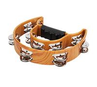 Tomantery Tambourin à Clochettes à Double Rangée avec une Excellente qualité Sonore pour Instrument de Musique pour Enfants, Clochette Demi-lune pour les Amis et la Famille, Couleur Bois Imitation