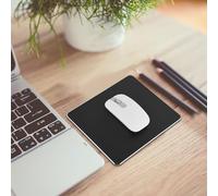 Tomantery Tapis de Souris de Jeu Antidérapant en Alliage D'aluminium Double Face pour Souris Optique PC Coulissant en Douceur pour Le Bureau à Domicile Noir Argent Or 18 * 16 Cm (Noir)