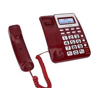 Tomantery Téléphone Filaire ABS GY T2020CID avec Haut-Parleur et Affichage de L'identification de L'appelant, Fonction Calculatrice, pour Bureau à Domicile, Matériau ABS (Rouge)