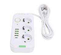 Tomantery Tomantery Multiprise Européenne avec 3 Prises, 4 Ports USB 1 Type C pour Plusieurs Appareils à la Maison ou au Bureau, Taille Compacte 6,9 X 3,5 X 1,6 Pouces (Blanc) (Blanc)