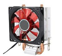 Tomantery Ventilateur de Refroidissement Précis du Processeur, Dissipation Efficace et Silencieuse de la Chaleur pour Connecteur/à 3 Broches, Lumière pour Accessoire PC, 2 Tuyaux en Laiton, Rouge,
