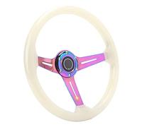 Tomantery Volant de Course Blanc 14 Pouces en Acrylique Vert Nuit pour Modification de Voiture, Volant à la Dérive