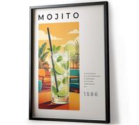 Tomaok - Poster Impression affiche d'art - (Cadre Non Fourni) Illustration Recette du coktail Mojito, Impression d'Art, décoration bar