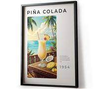 Tomaok - Poster Impression affiche d'art - (Cadre Non Fourni) Illustration Recette du coktail Piña Colada, Impression d'Art, décoration bar