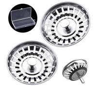 Tomario Lot de 2 bouchons d'évier de cuisine en acier inoxydable épais pour évier de cuisine, diamètre du trou 78 mm, 79 mm, 82 mm, 84 mm (argenté, 80 mm)