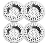 Tomario Lot de 4 bondes d'évier de cuisine en acier inoxydable - Protection standard - Pour salle de bain, cuisine, douche (diamètre extérieur 7,5 cm, diamètre intérieur 3,6 cm)