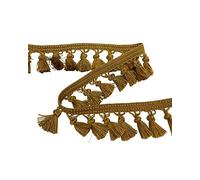 TOMASELLI MERCERIA 50 cm Passemenerie Frange Nappina Noeud PON Pom Fil Lurex Haut 6 cm - Jaune Or Lurex