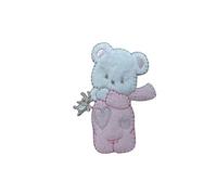 TOMASELLI MERCERIA FS Application Thermoadhésive Bébé Ours Lapin Velours Beige Coeur 13x10 Cm - Rose