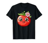 Tomate mignonne avec fleur personnage de dessin animé T-Shirt