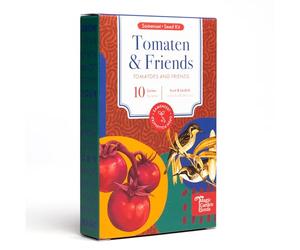 Tomates & Compagnons - 10 variétés de tomates et herbes pollinisées naturellement - colorées et délicieuses - Kit de graines pour débutants, idéal comme petit cadeau ou pour un usage personnel