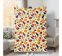 Tomates - Couverture rustique d'automne en fourrure d'aubergine, poivre, rouge automne, couverture pelucheuse et confortable pour canapé, lit, chaise, bureau, 152,4 x 203,2 cm