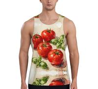 Tomato Basil Fresh Débardeur de sport à séchage rapide pour homme Coupe ample sans manches pour course à pied et entraînement, Noir , L
