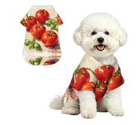 Tomato Basilic Fresh XL Chemise hawaïenne pour petits chiens - Tenue d'été mignonne pour la plage pour chiot - Vêtement doux et respirant avec boutons