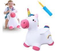Tomatoys Licorne Sauteuse Gonflable pour Enfants - Animal Gonflable avec Housse en Peluche Lavable, Ballon Sauteur Bébé pour Intérieur et Extérieur, Cadeau Original de 18 Mois à 4 Ans