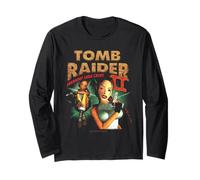 Tomb Raider II Staring Lara Croft Vintage Collage Video Game Manche Longue