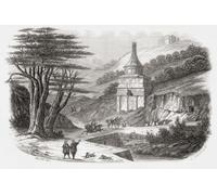 Tombe d'Absalom alias Absalom's Pilier Kidron Valley Jérusalem vu ici au XIXe siècle. De Monuments de tous les Peuples publié 1843. Poster imprimé par Ken Welsh (17 x 11)