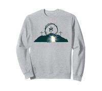 Tombe vide et croix de Jésus Pâque Pâques Bleu nuit Sweatshirt