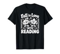 Tomber Amoureux de la Lecture Automne Citrouille Professeur Amateur de Livres T-Shirt
