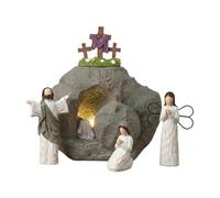 Tombes de décoration de Pâques - Ensemble de tombes vides | Tombeau de Pâques en bois fabriqué à la main - Décorations, collection de scènes chrétiennes, décoration de Jésus, collection de naiss