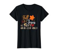 Tombez Amoureux de Jésus, il est Vraiment Un chrétien d'automne insupportable T-Shirt Graphique avec Valeur, Femme, Noir, XS