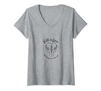 Tombez Amoureux de Prendre Soin de Vous inspirant T-Shirt avec Col en V, Femme, Gris Chiné, L