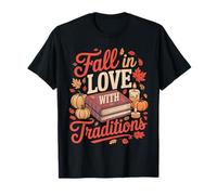 Tombez Amoureux des Traditions Feuilles de citrouilles d'automne T-Shirt