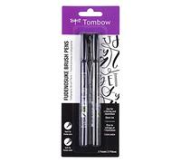 Tombow 62038 Fudenosuke brosse stylo avec une pointe douce et dure, noir, 2 pièces