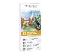 Set de 12 feutres-pinceau ABT Dual Brush Pen double assortis couleurs pastels, aquarellables