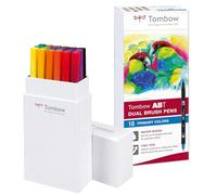 Tombow ABT-18P-1 Lot de 18 Feutres pinceau à 2 pointes, couleurs primaires, étui