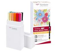 Tombow Feutres pinceau ABT-18P-2 – Lot de 18, à 2 pointes, couleurs secondaires, étui