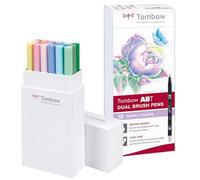 Tombow ABT-18P-5 Lot de 18 Feutres pinceau à 2 pointes, couleurs pastel, étui