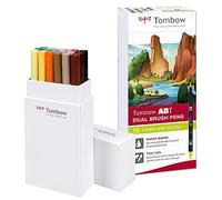 Tombow ABT-18P-6 Lot de 18 feutres pinceau ABT à deux pointes, couleurs paysage ABT-18P-6