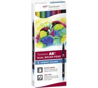 Tombow ABT-6C-1Tombow ABT Dual Brush Pen set de 6 crayons, couleurs primaires, emballage carton