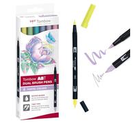Tombow ABT-6C-2 Lot de 6 Feutres pinceau à 2 pointes, couleurs pastel
