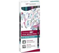 Tombow ABT-6C-5Tombow ABT Dual Brush Pen Set de 6 crayons, couleurs vintage, emballage carton