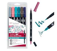 Tombow ABT-6P-5 Lot de 6 feutres pinceau ABT à deux pointes, couleurs vintage