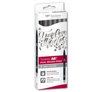 Tombow ABT Dual Brush Pen, Grey Colours, Pen with Two Tips, Perfect for Hand Let