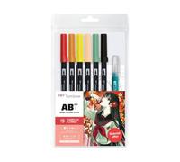 Tombow ABT Dual Brush | Set de stylos à double pointe pinceau aquarellable | Lettering, dessin, manga | Usage domestique et professionnel | Édition limitée Hyakka-Ryoran Camelia Flowers