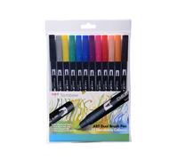 Tombow ABT Lot de 12 feutres/pinceaux 2 en 1 Couleurs primaires