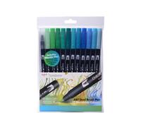 Tombow ABT Lot de 12 stylos feutre-pinceau double avec mélangeur Couleurs de l'océan