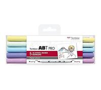 Tombow ABTP-5P-2 Marqueur à base d'alcool ABT PRO à deux pointes, set de 5 pièces, Pastel Colors