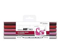 Tombow ABTP-5P-7, Marqueur à base d'alcool ABT PRO avec deux pointes, Couleurs : rose, 5pcs