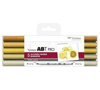 Tombow ABTP-5P-8, Marqueur à base d'alcool ABT PRO avec deux pointes, Couleurs : jaune, 5pcs