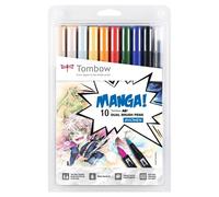 Tombow Feutres pinceau à double pointe AB-10C Set de 10 Manga Shonen
