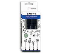 Tombow Fineliner MONO drawing pen, Set "Bold", encre pigmentée, résistante à l'eau et à la lumière, pour les esquisses, pour illustrer et dessiner, noir, set de 4, WS-EFL-H-B-4P