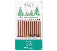 Tombow Ki-Monogatari Crayon de couleur Eco certifié PEFC, boîte métallique pratique, à base de cire, boite de 12 [CB-RS-12C]
